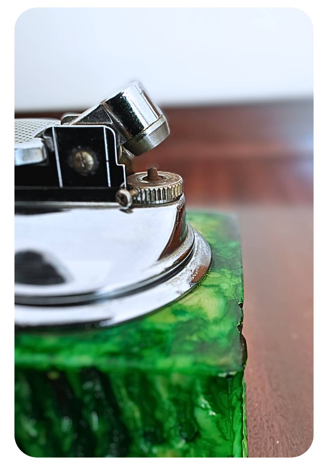 Vintage Green Alabaster Romano Bianchi Table Lighter