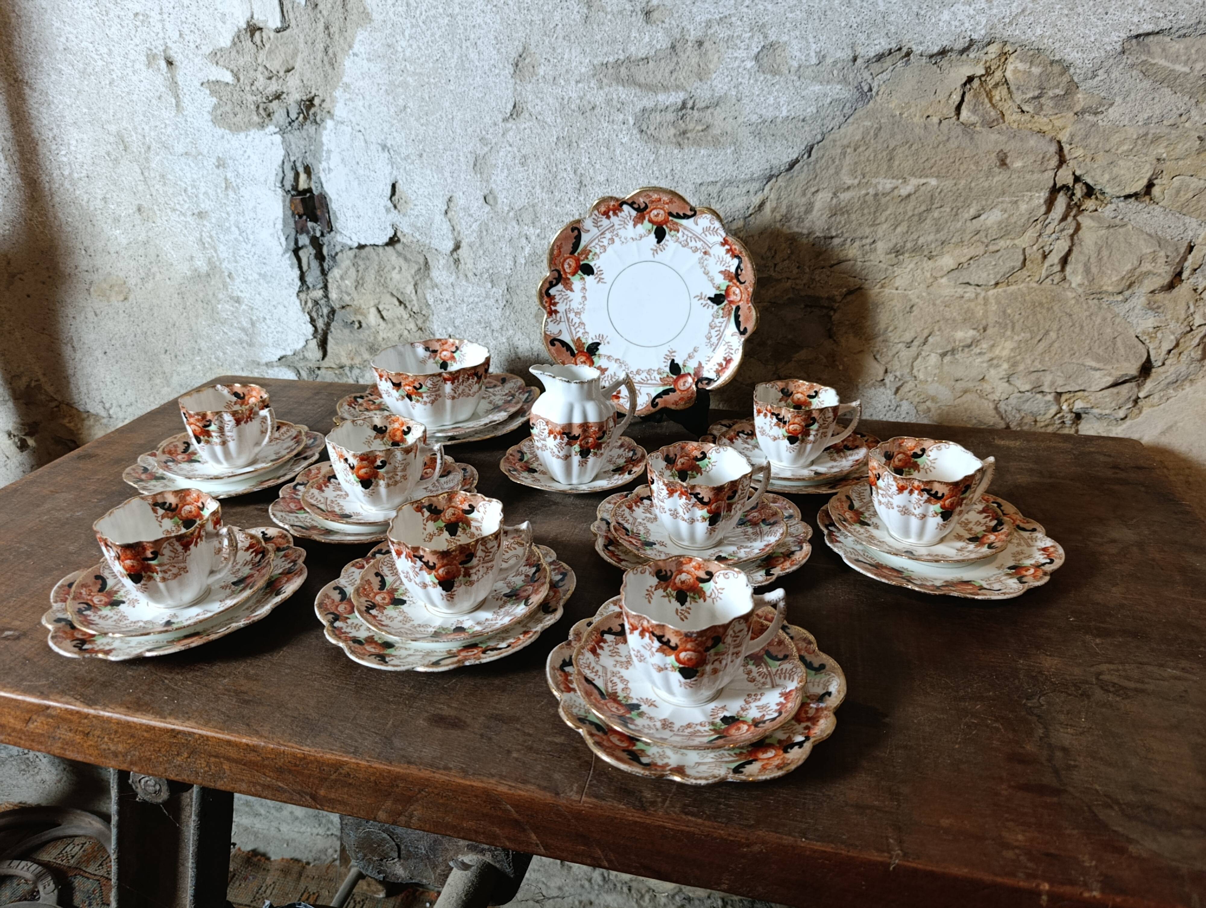 Antique Art Deco Melba China England tea set for 8