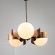 Vintage Italian Copper & Opaline Glass Chandelier