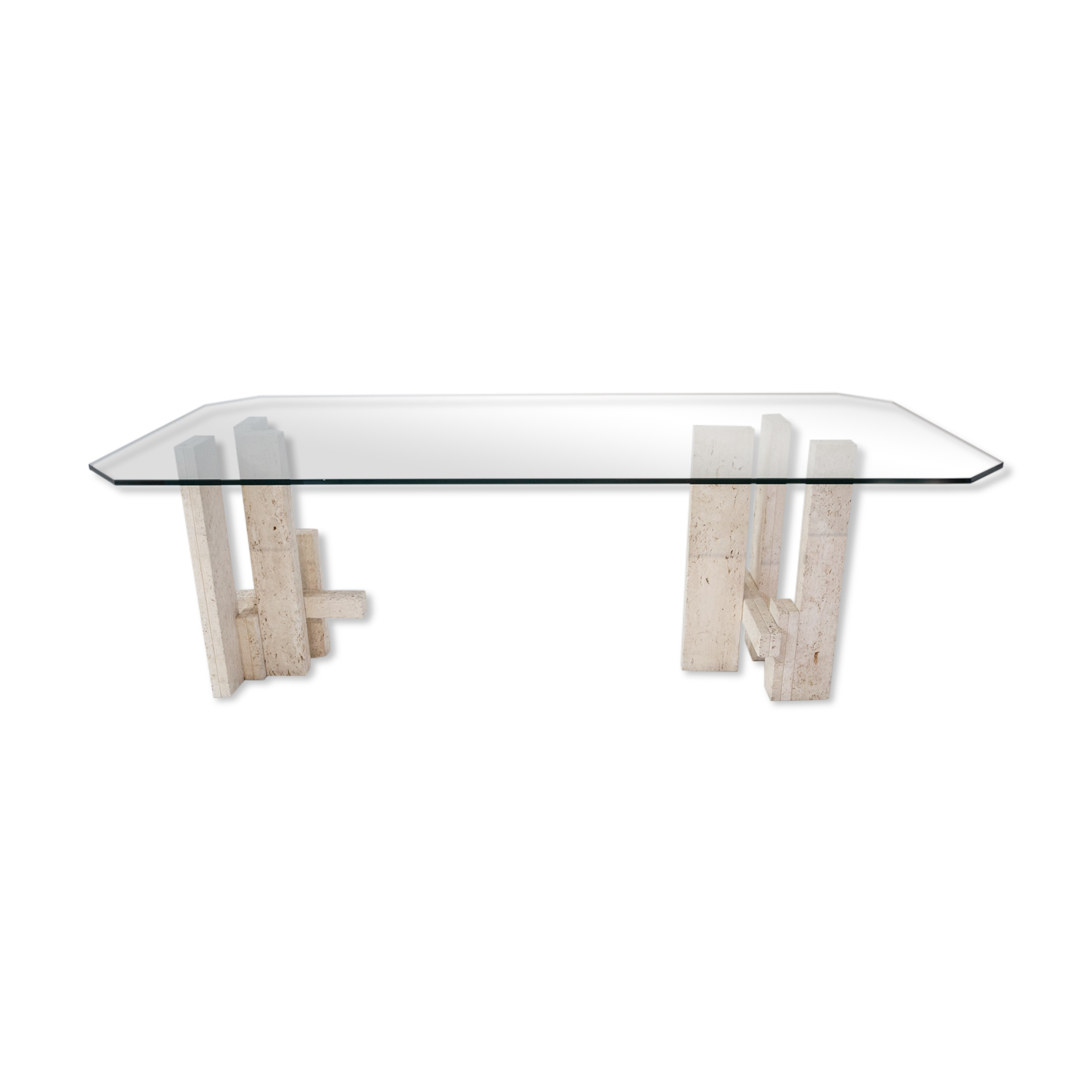 Rare architectural travertine table by Willy Ballez