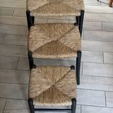 Vintage straw nesting stools, 60s design