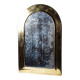 Large vintage Moroccan artisan wall mirror from the 50s-70s, made of solid brass, arch-shaped.