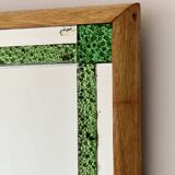 Vintage Rectangular Mirror with Green Glass