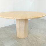 Round italian travertine dining table 1970s