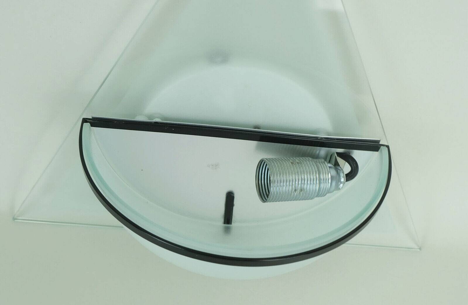 Pair of italian 1980s sconces wall lamps lamperti model illo etched glass and metal