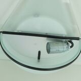 Pair of italian 1980s sconces wall lamps lamperti model illo etched glass and metal