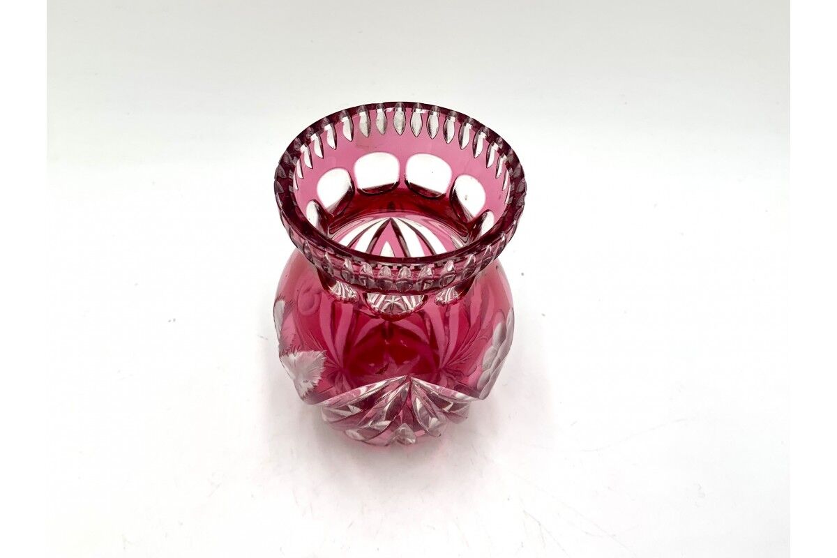 Crystal pink vase, Poland, 1960s