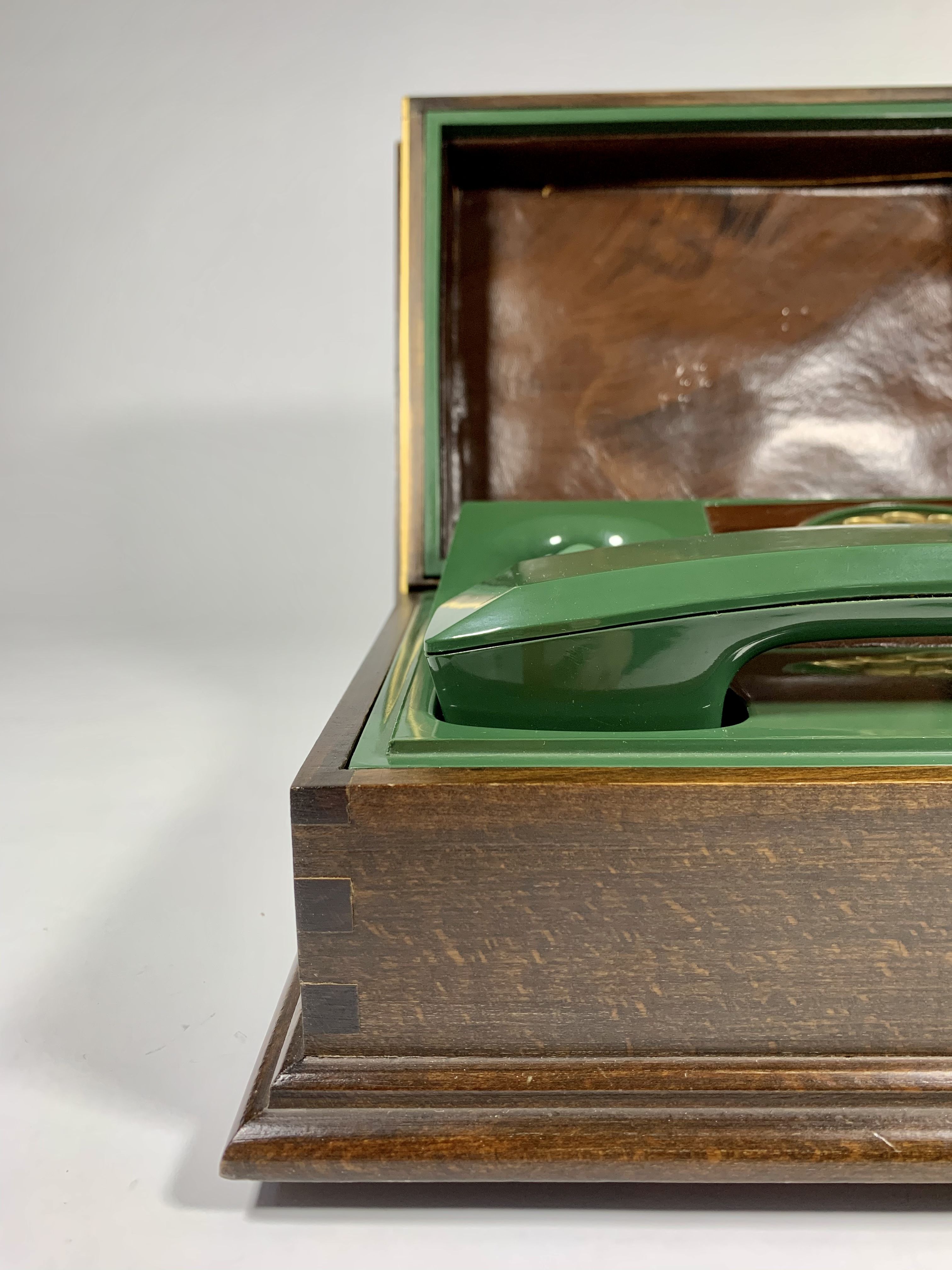 Telcer vintage italian phone chest in solid wood and bakelite - italian design circa 1960-1970