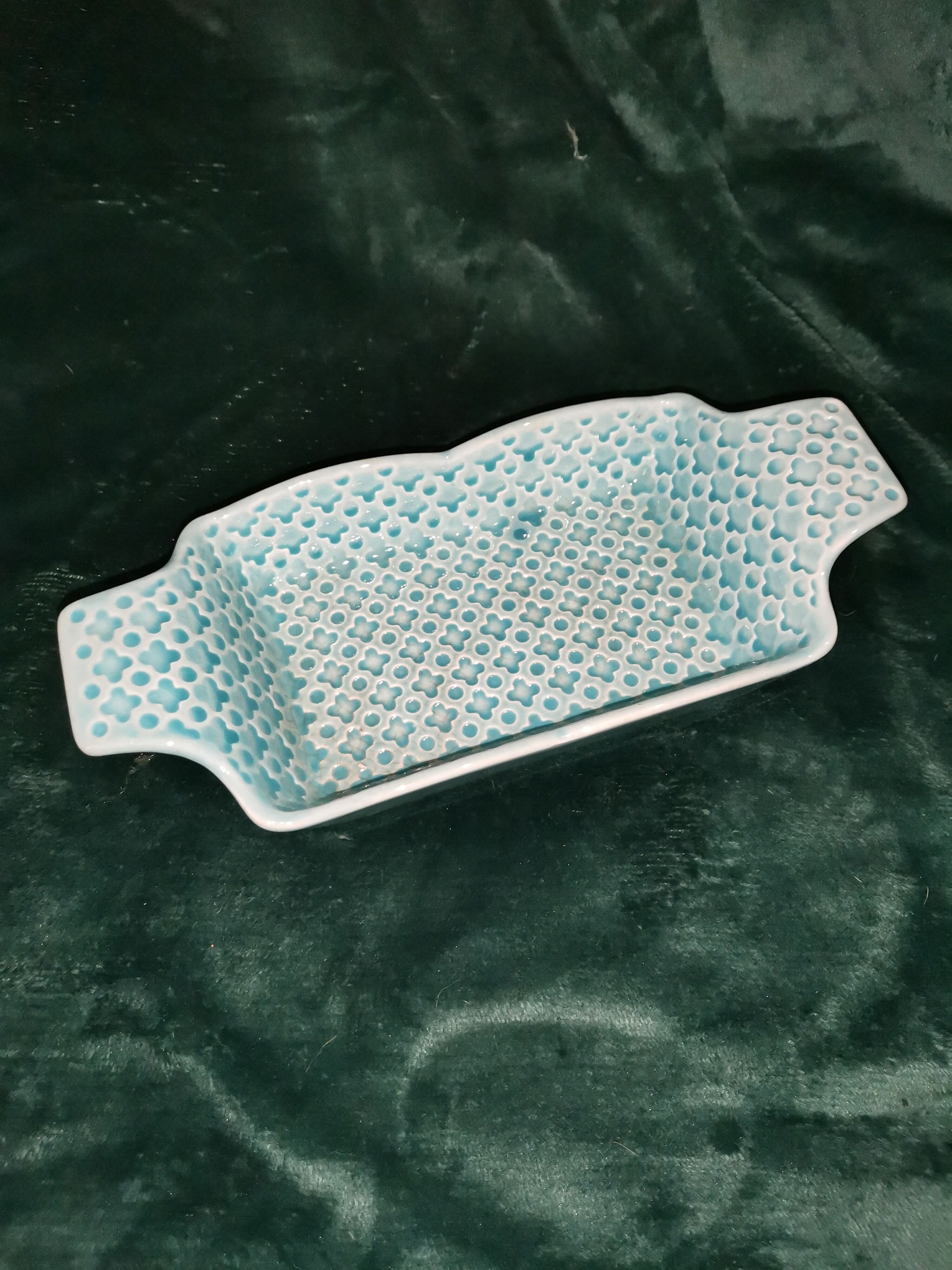 Empty pocket, blue Digoin soap holder