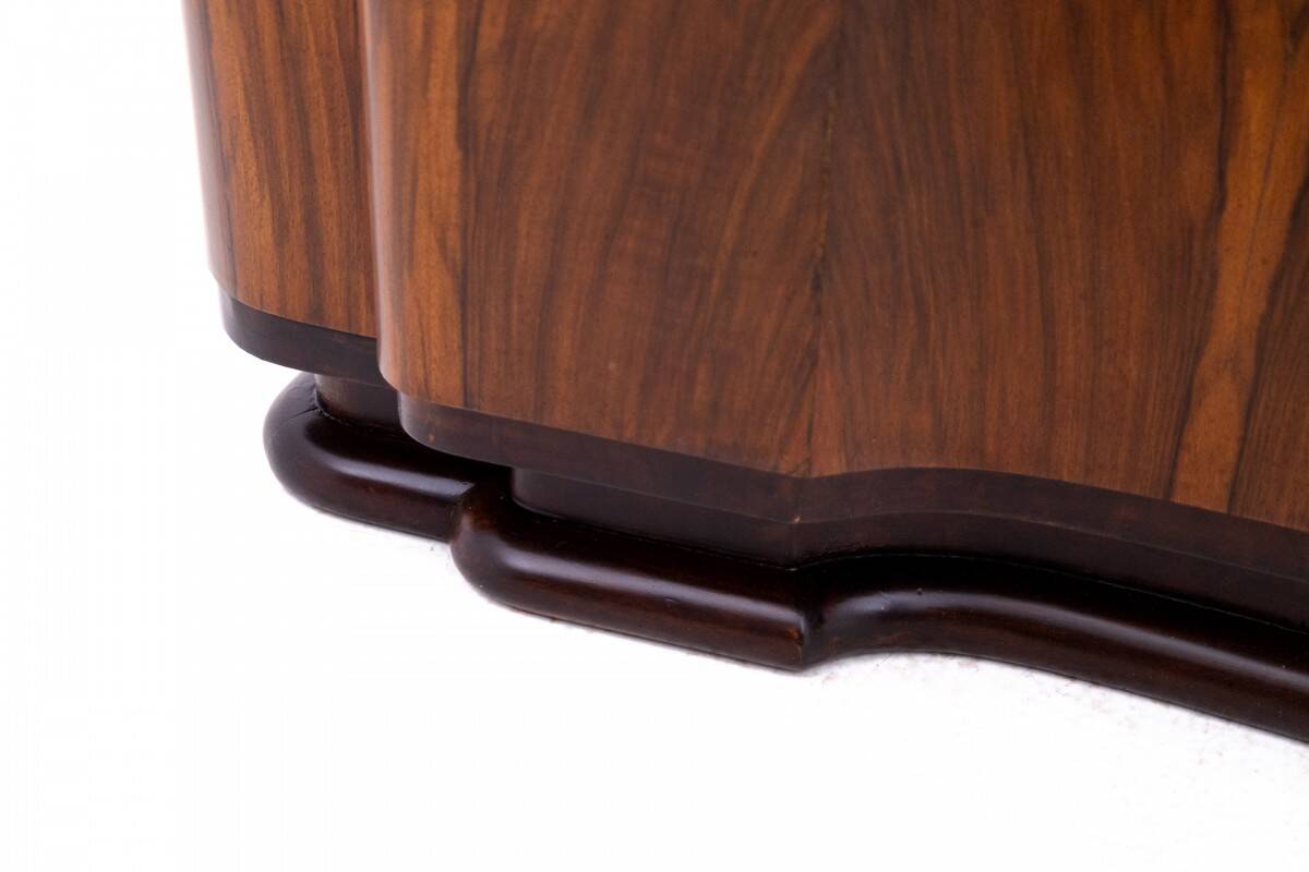 Art Deco walnut commode cabinet, Western Europe, mid-20th century.