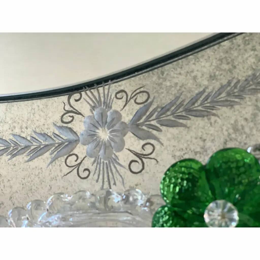 Venetian Murano Glass Oval Floral Wall Mirror – Hand-Carved Italian Art