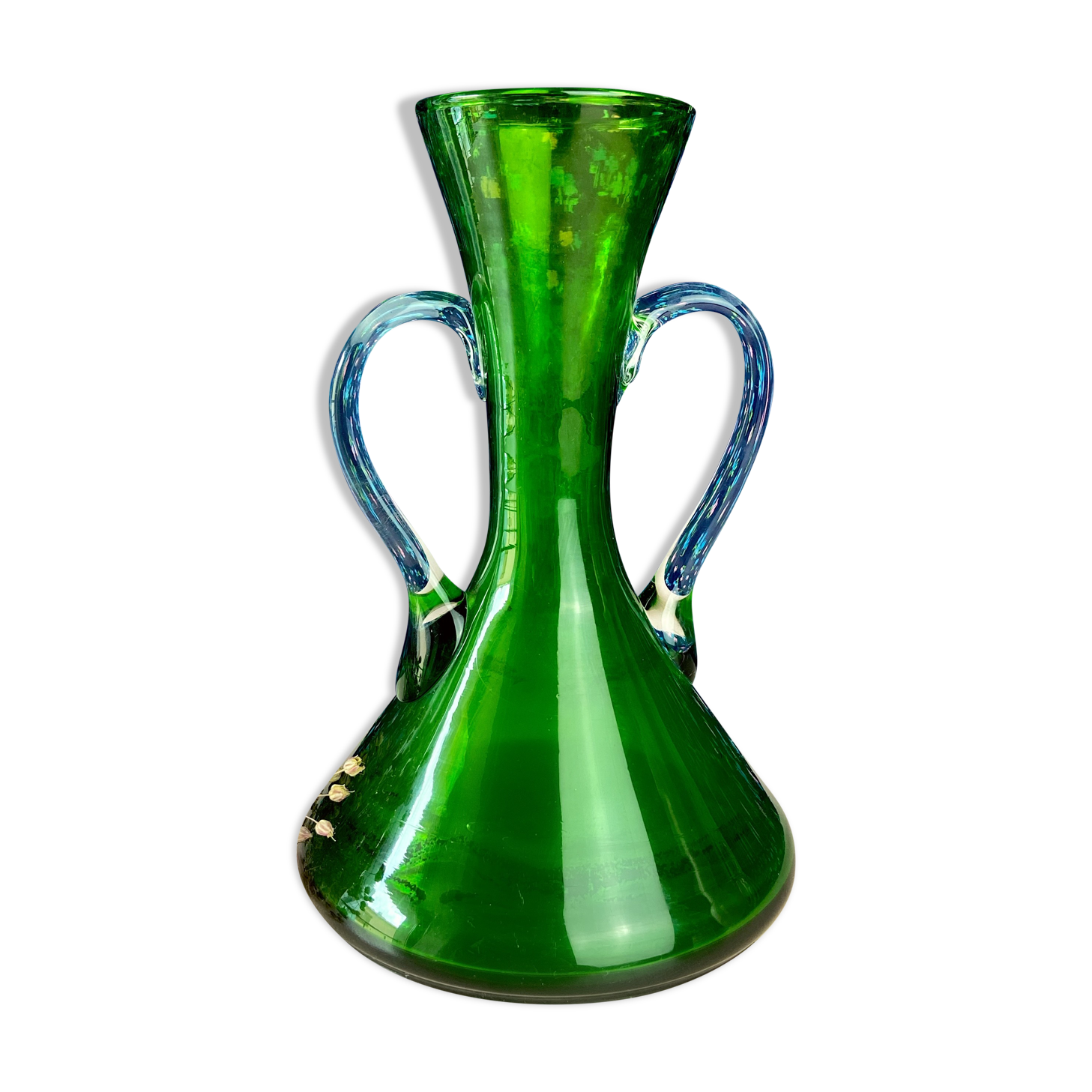 Green glass vase from the 50s