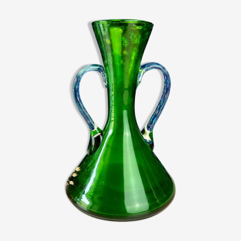 Green glass vase from the 1950s