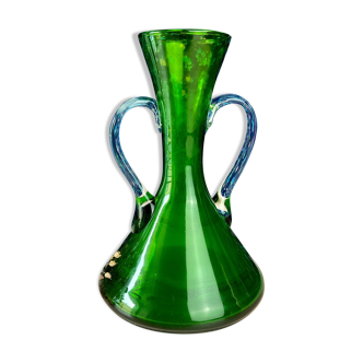 Green glass vase from the 1950s