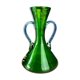 Vase en verre coloris vert année 50