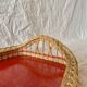 Vintage rattan tray, red Formica and scoubidou