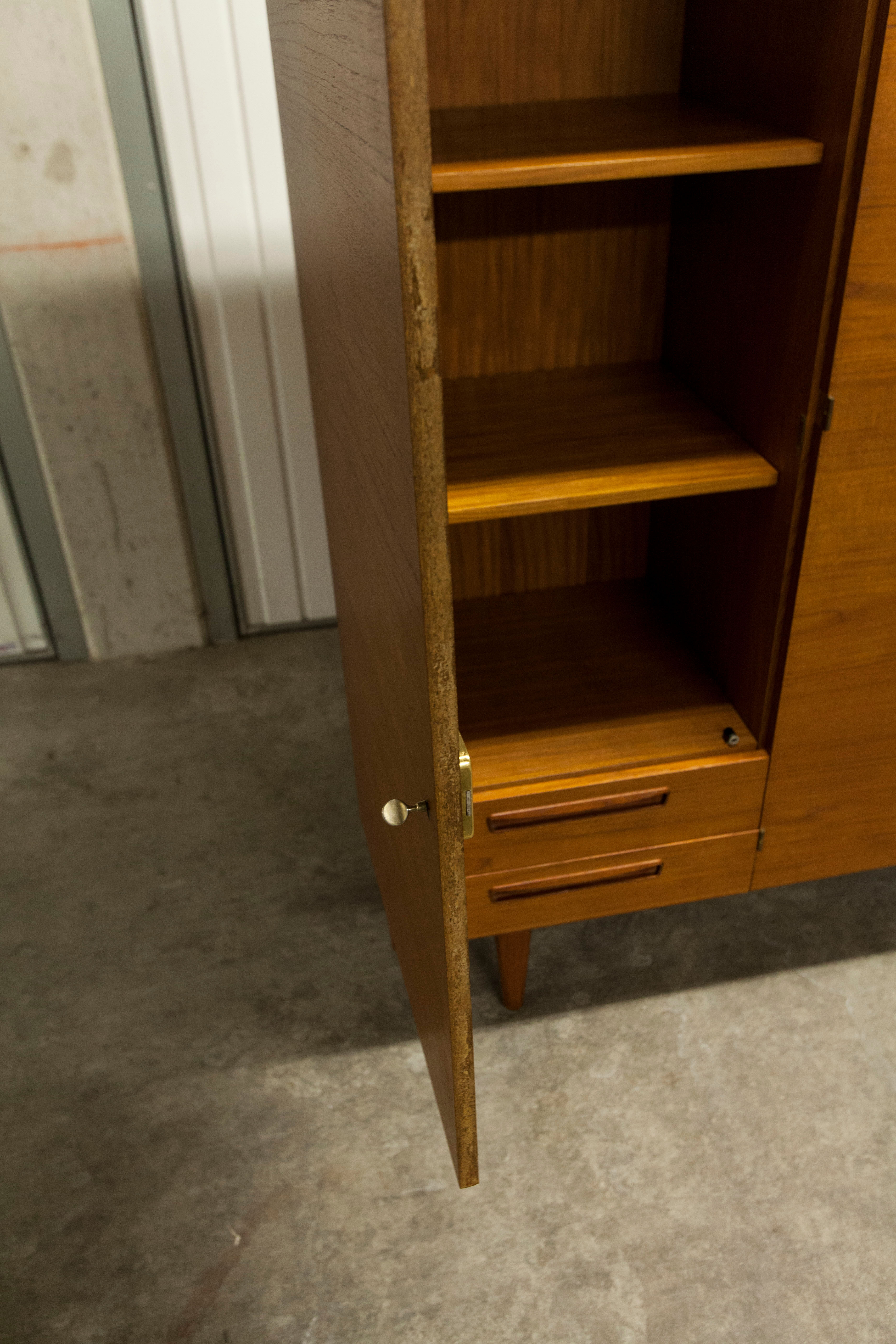 Danish Scandinavian wardrobe signed Sven Ellekaer 1960 3 doors 2 drawers with mounting plan