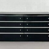 Black and chrome 8-drawer chest of drawers from the 70s - 80s