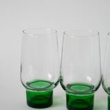 Set of 5 Long Drink Design glasses with green legs, 1970