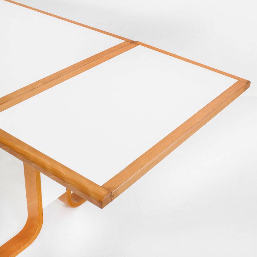 Vintage Scandinavian beech table with extension. Sweden, 1980s.