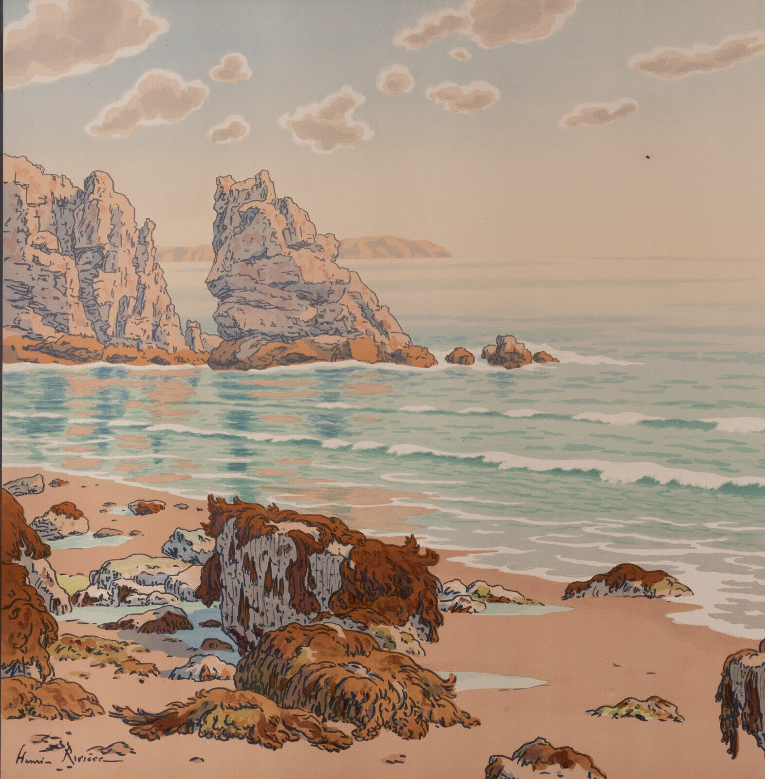 Lithograph by henri rivière les aspects de la nature bretagne 1899