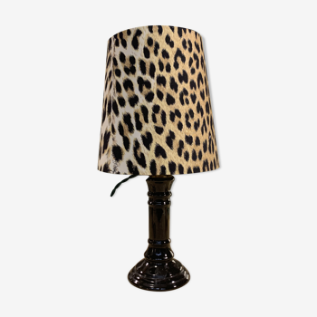 Lampe de chevet noir et léopard