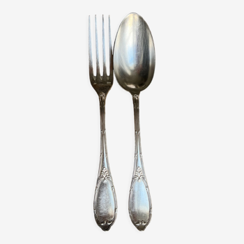 Ensemble fourchette et cuillère en métal argenté