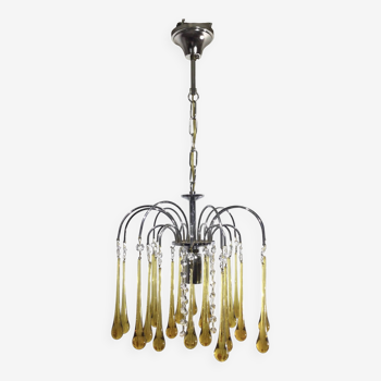 Lustre murano gouttes en cristal ambre