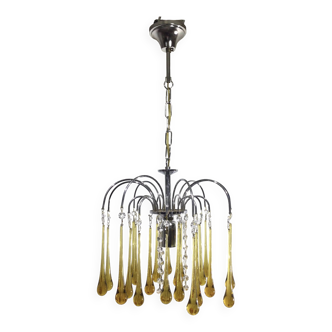 Lustre murano gouttes en cristal ambre