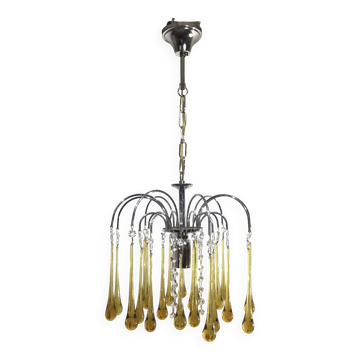 Lustre murano gouttes en cristal ambre