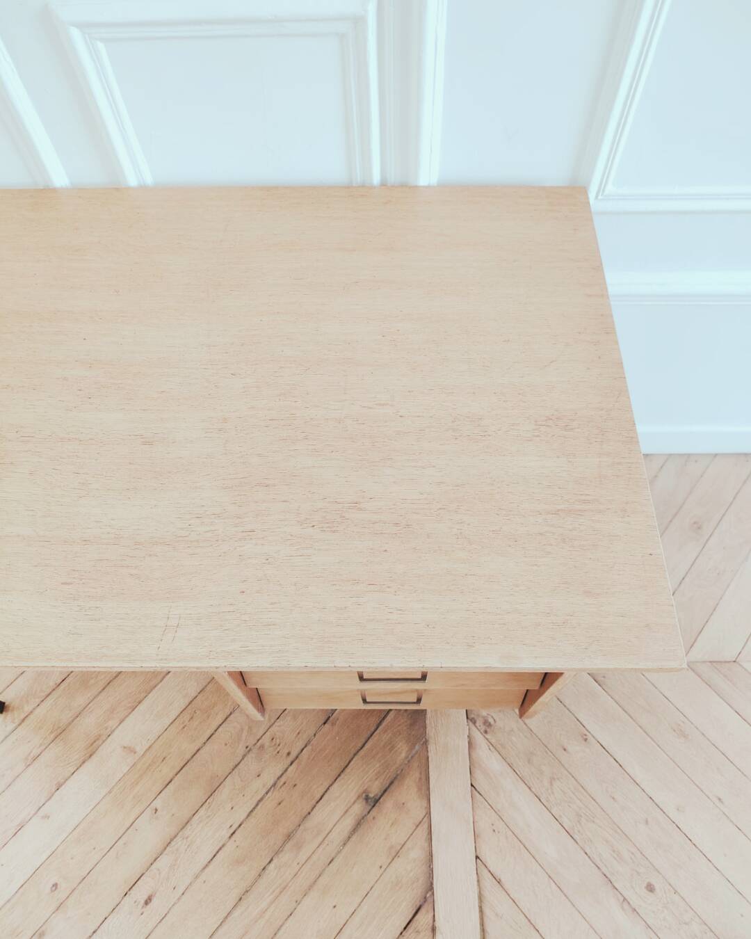 Renovated vintage modernist desk, metal & oak, 1950s/60s