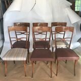 Series of six wooden chairs