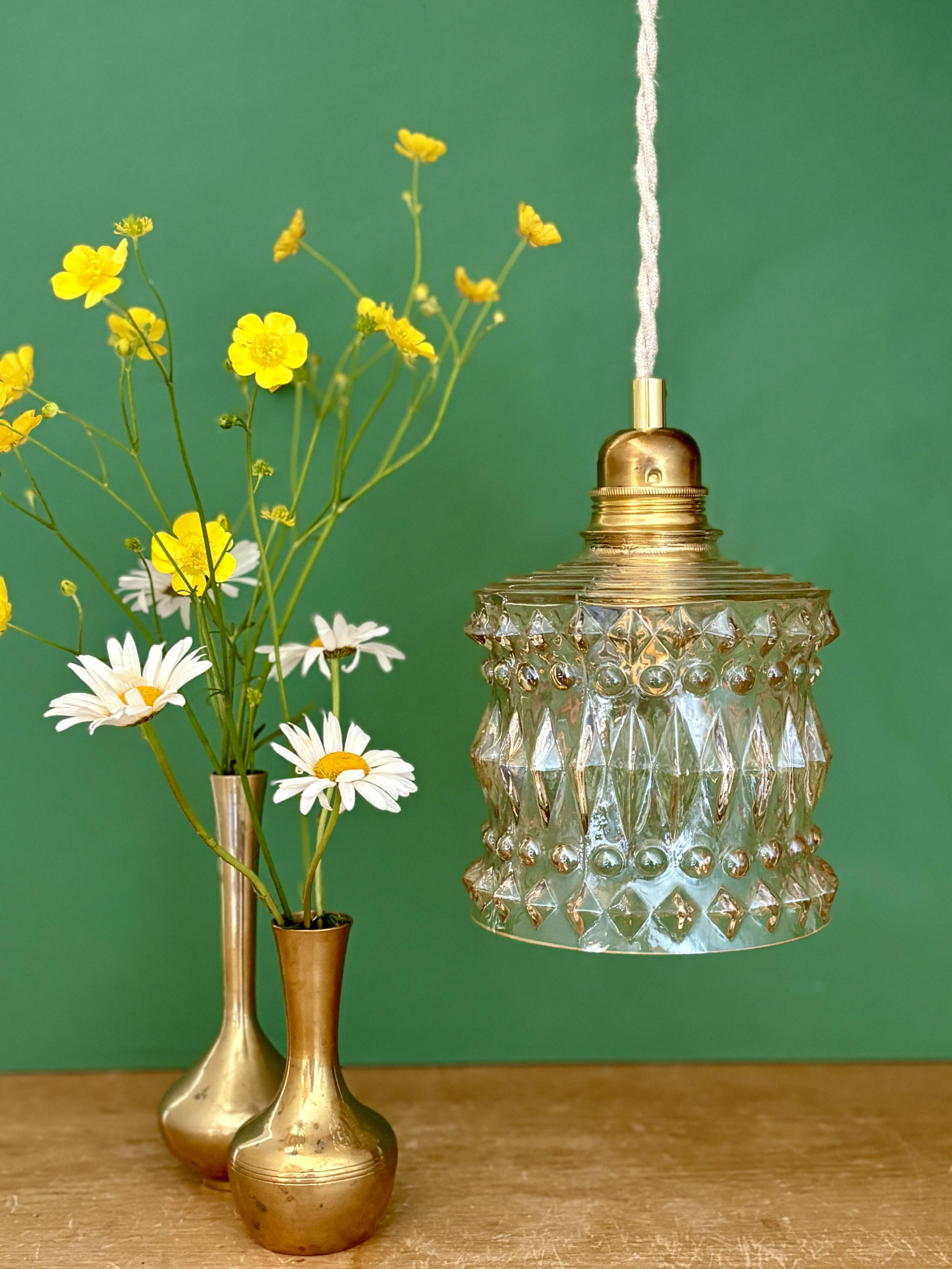 Vintage amber glass suspension globe