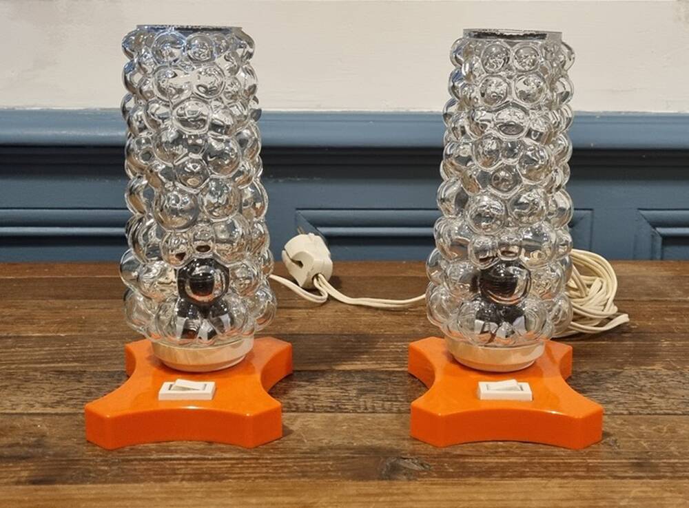 Pair of psychedelic Hawill table lamps, vintage, 70s.