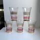 Set of 5 red and gold spiral water glasses 50-60s