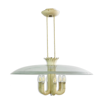 1940's italian glass and metal chandelier