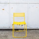 Chaises italiennes jaunes en métal perforé par Flyline, années 1970, lot de 4