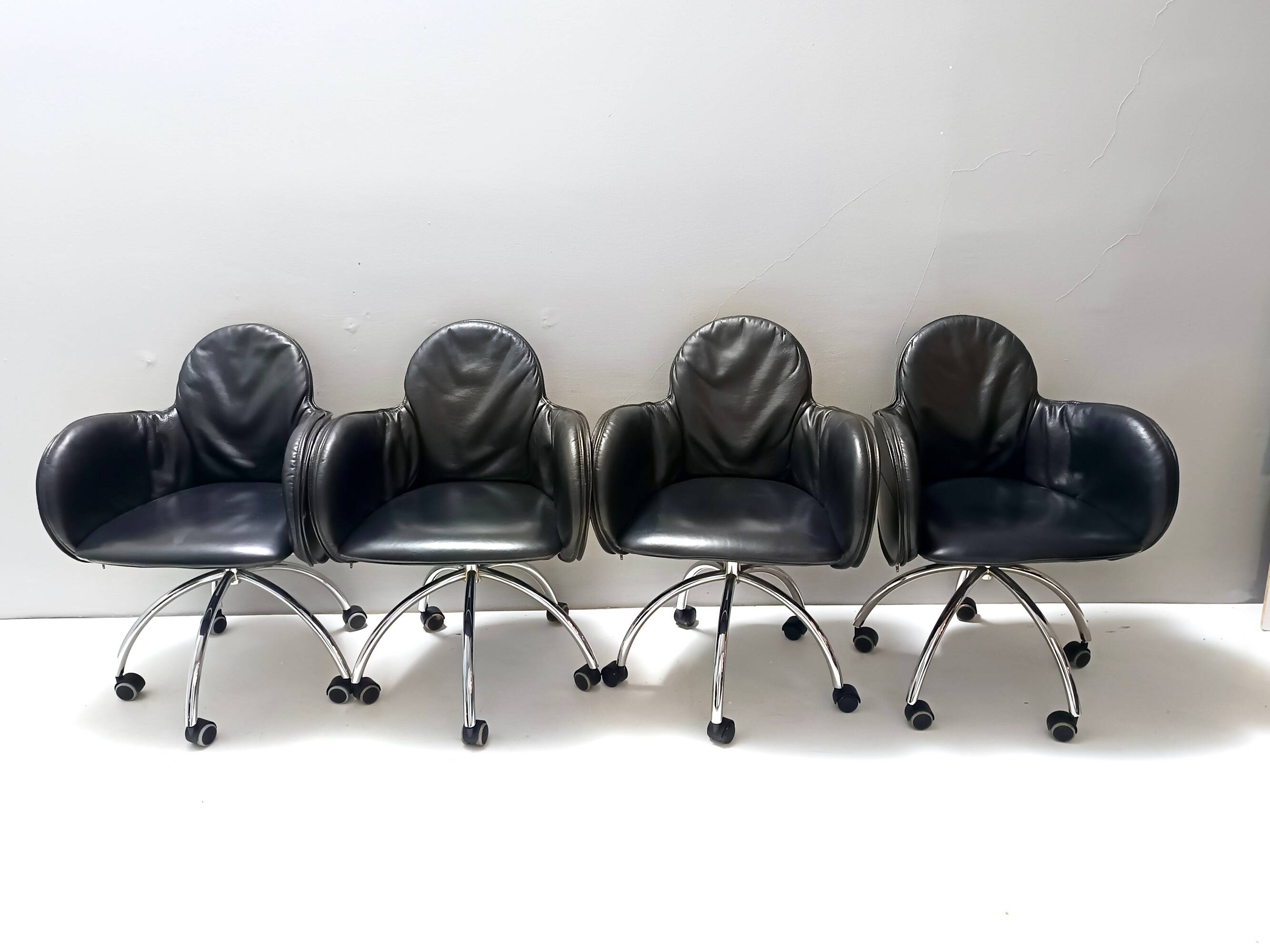 Black Leather Incisa Office Chair by Vico Magistretti for De Padova, 1992