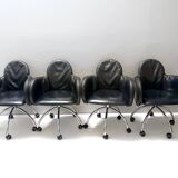 Black Leather Incisa Office Chair by Vico Magistretti for De Padova, 1992