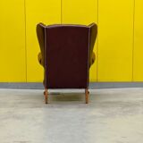 Burgundy leather vintage chesterfield wing chair