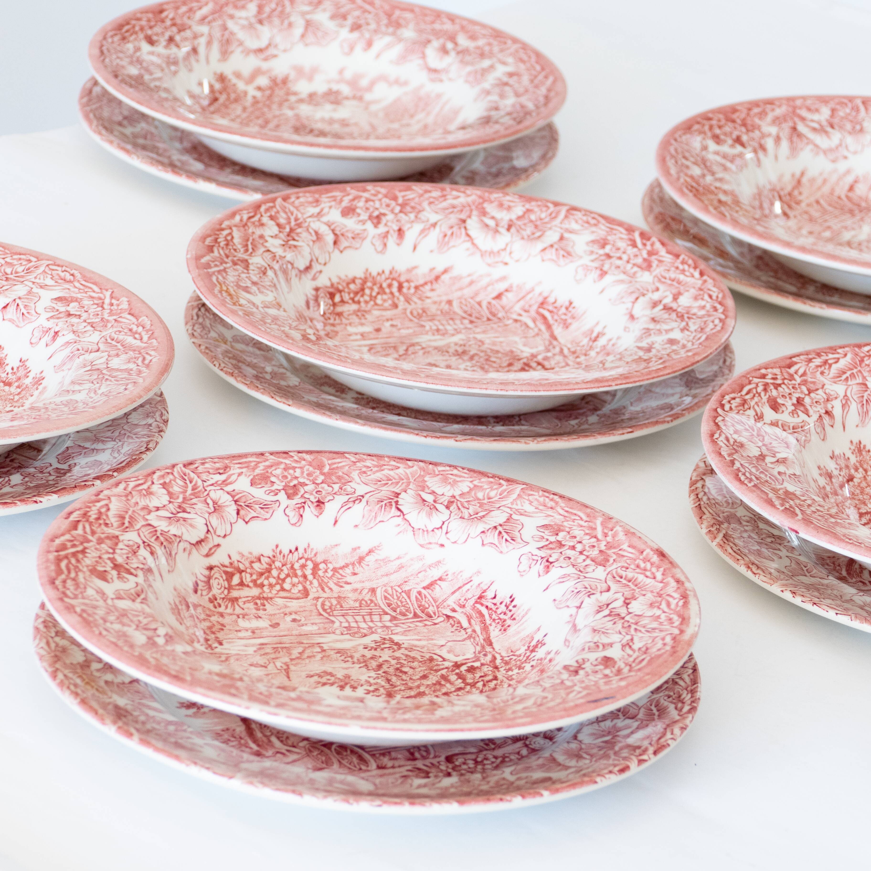 6 English Hollow Plates Eit Ltd England Vintage