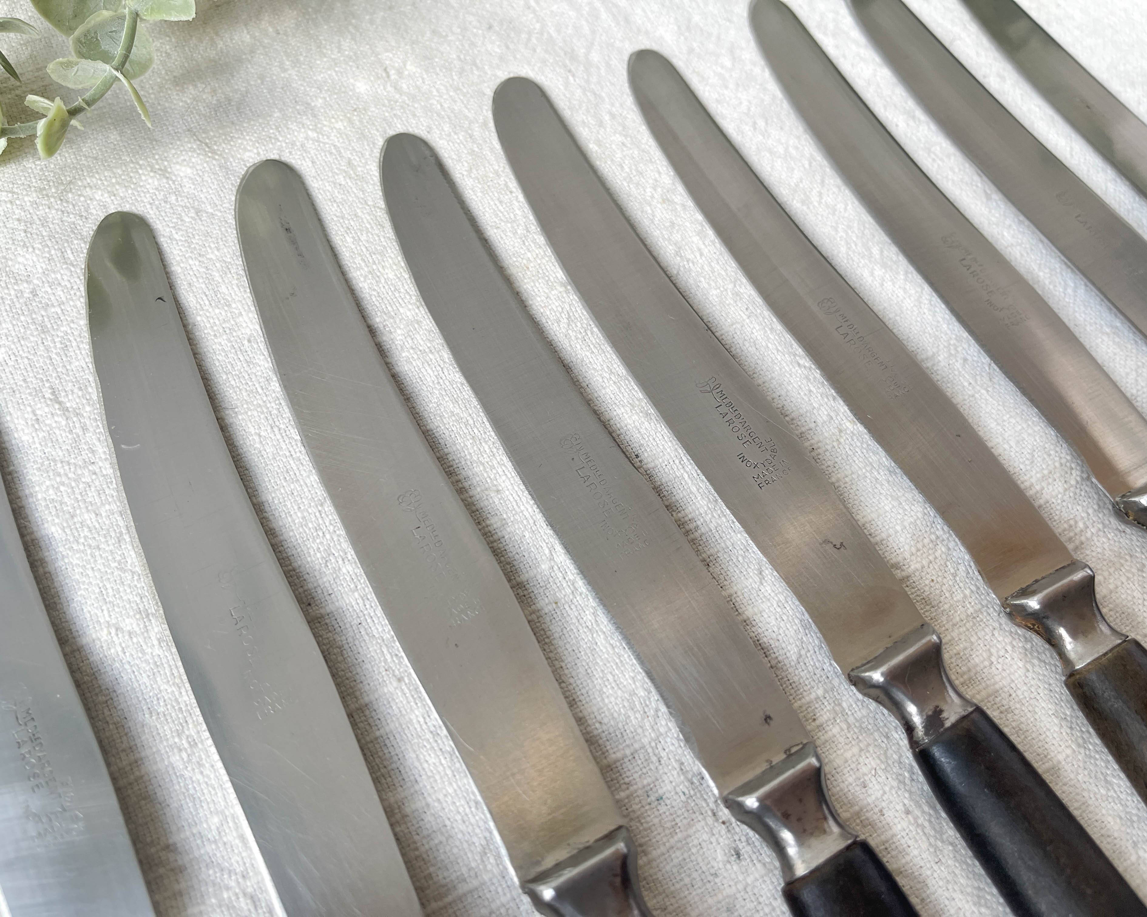 10 Vintage knives in wood and steel LA ROSE, silver medal, France