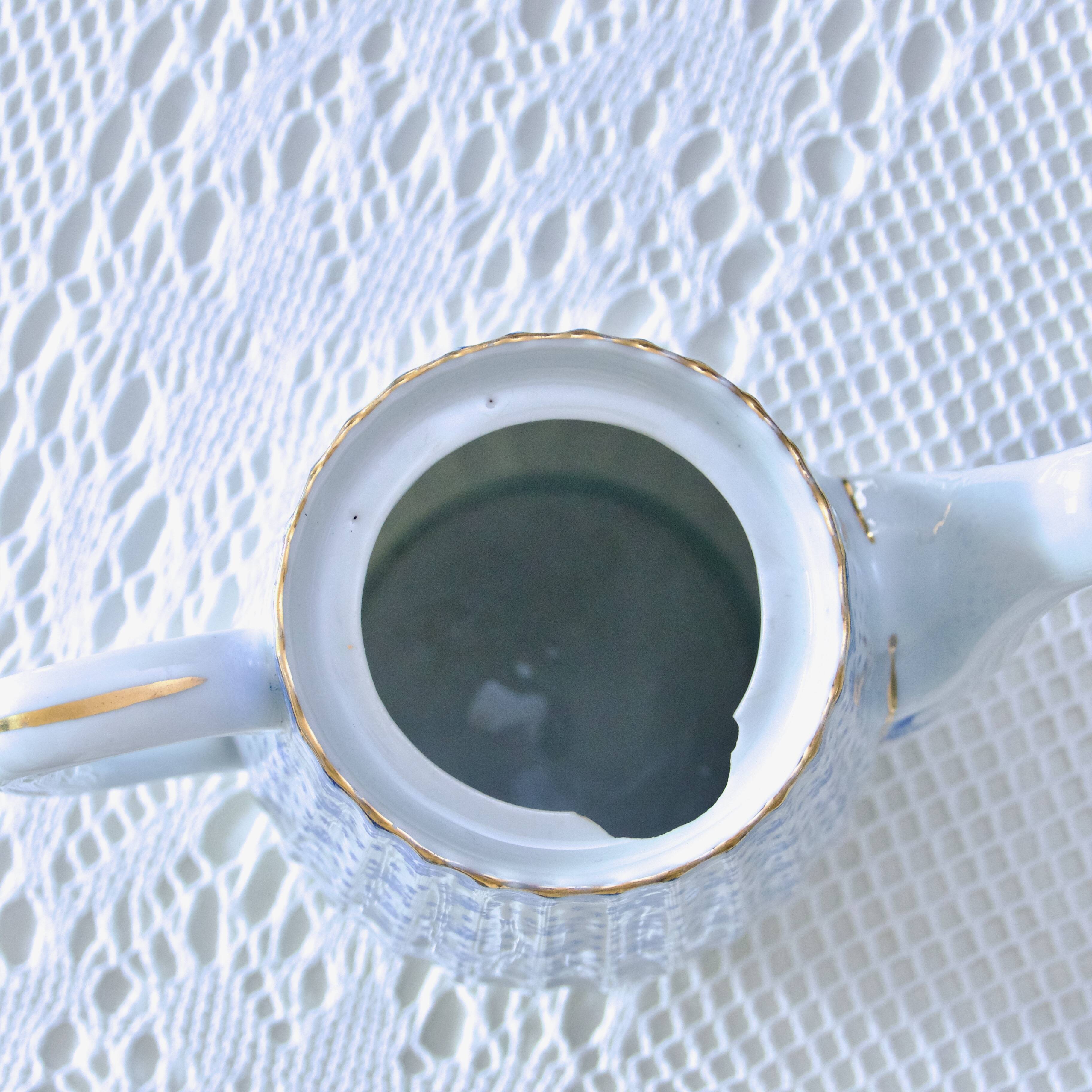 Large 1909 Oscar Shaller Fleur de Lys Porcelain Coffee Pot