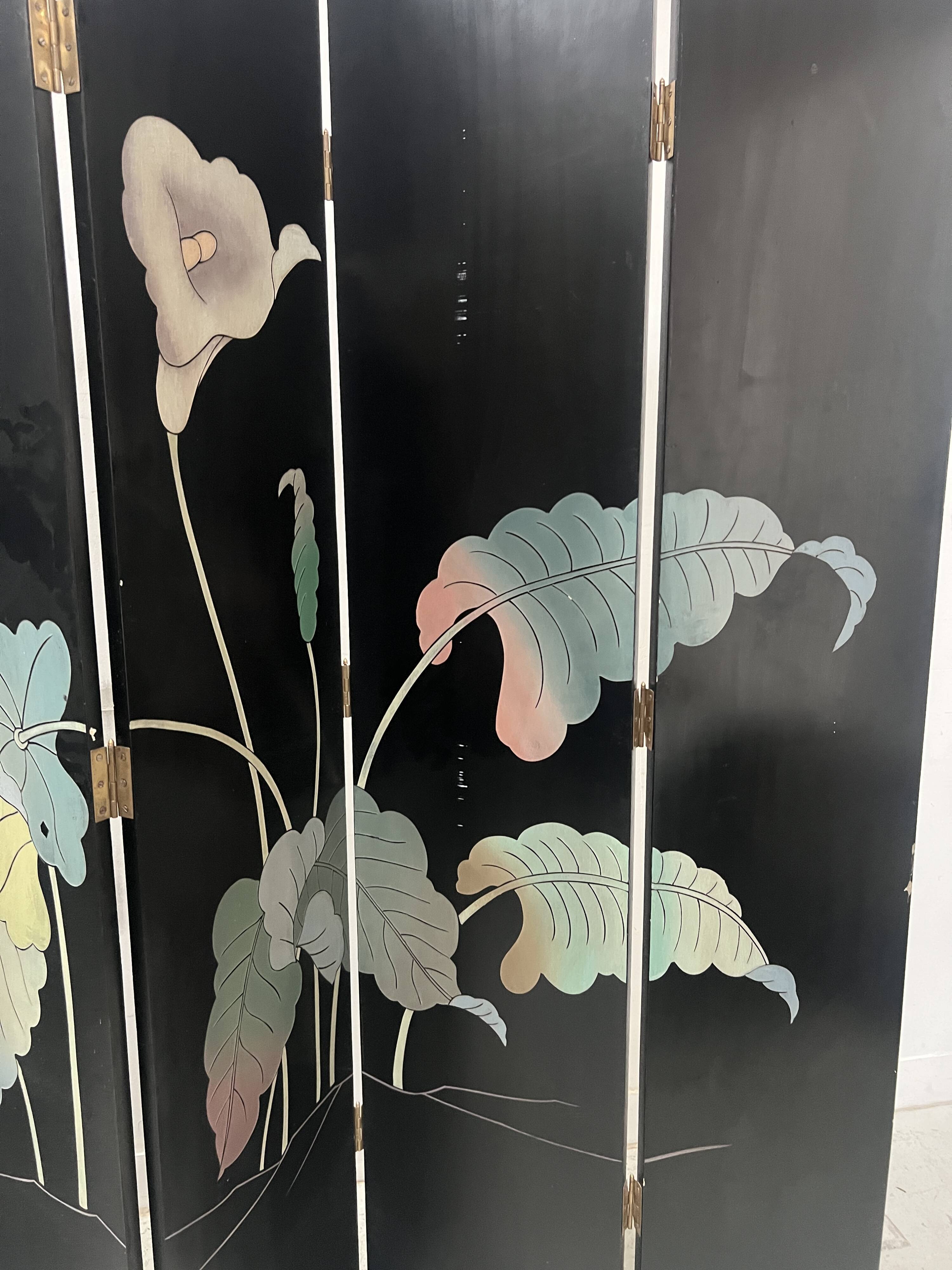 Six-panel painted screen, 20th century