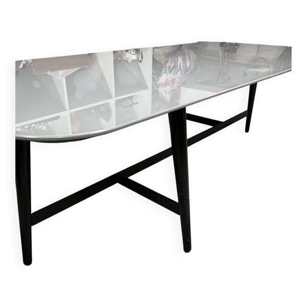 Table basse Roche Bobois octet plateau en verre coloré