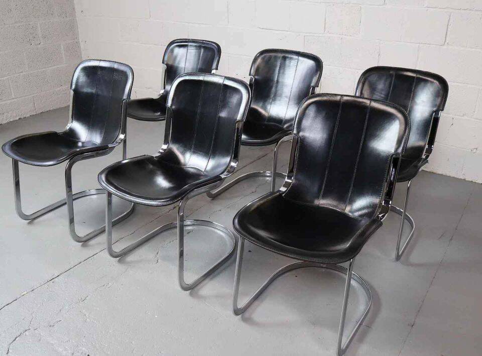 Ensemble de six chaises à repas de Willy Rizzo pour Cidue, Italie 1970