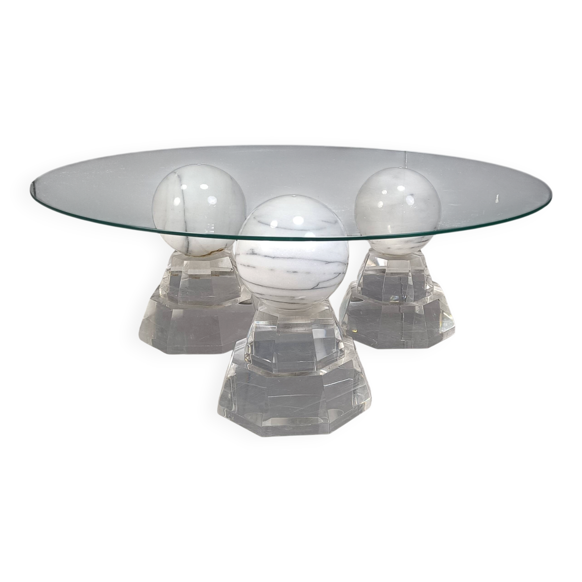 Marble sphere coffee table by Roche Bobois, 1980s
