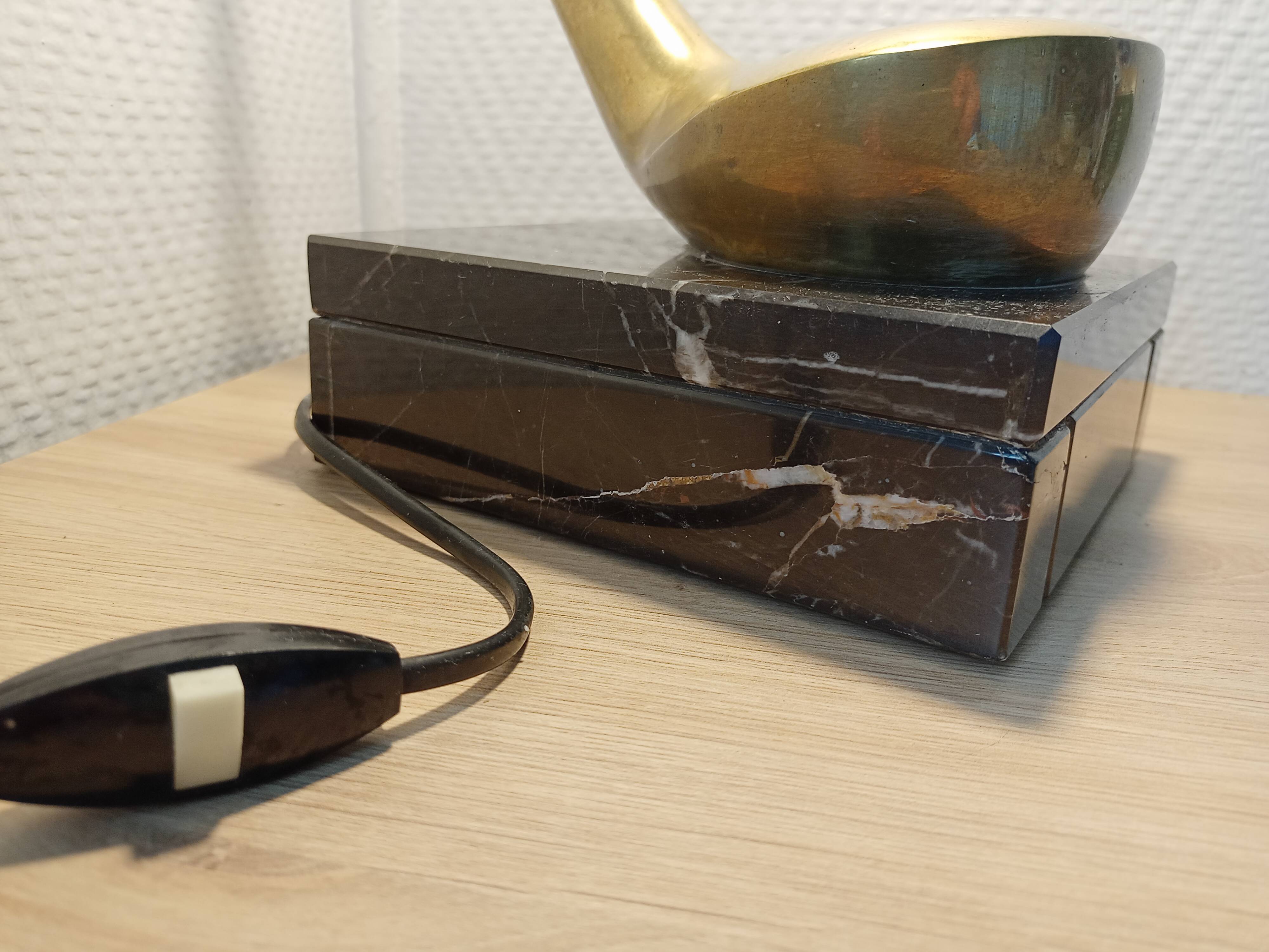 Lampe club de golf bronze et marbre