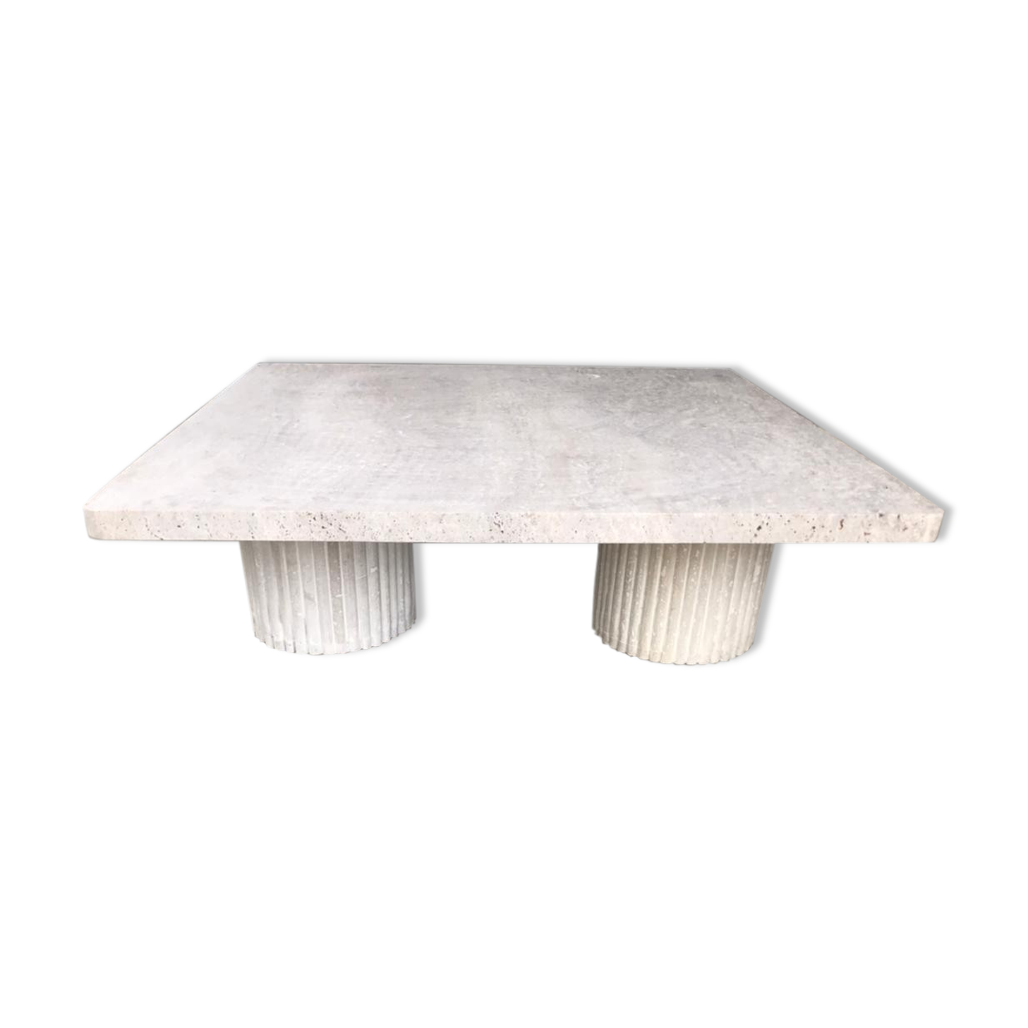 Natural travertine square coffee table