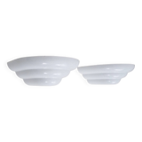 Pair of Art Deco style wall lights in white lacquered metal. 1980s